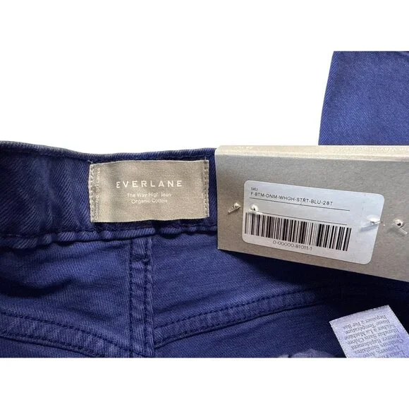 Everlane Way-High Jeans~Size 28 Tall~Blue Straight Leg High Rise Denim NWT L9 30 - Picture 7 of 9
